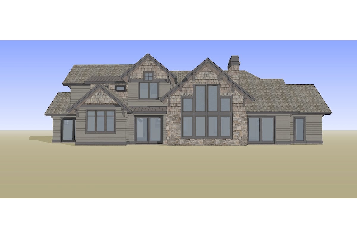 Rear View of this 5-Bedroom, 4412 Sq Ft Plan - 202-1017
