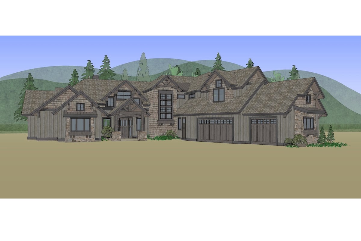 Front View of this 5-Bedroom, 4412 Sq Ft Plan - 202-1017