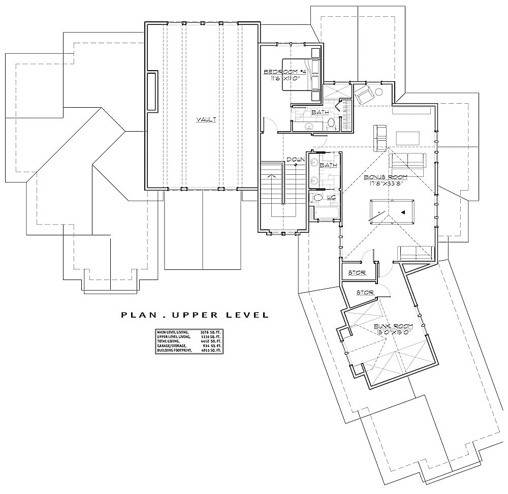 Floor Plan Upper Level of Farmhouse Plan #202-1017