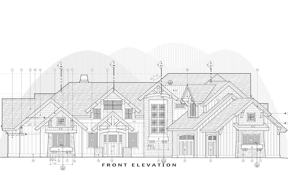 Home Plan Front Elevation of this 5-Bedroom,4412 Sq Ft Plan -202-1017