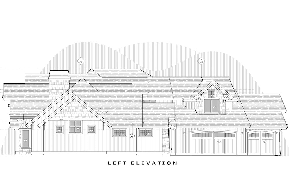 Home Plan Left Elevation of this 5-Bedroom,4412 Sq Ft Plan -202-1017