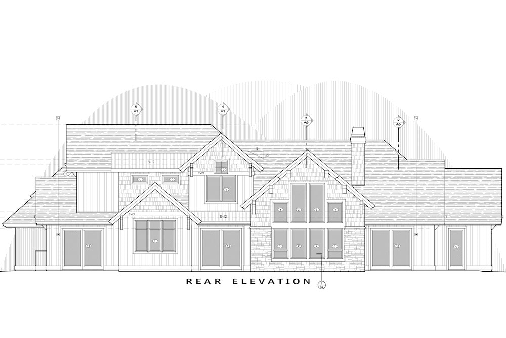 Home Plan Rear Elevation of this 5-Bedroom,4412 Sq Ft Plan -202-1017