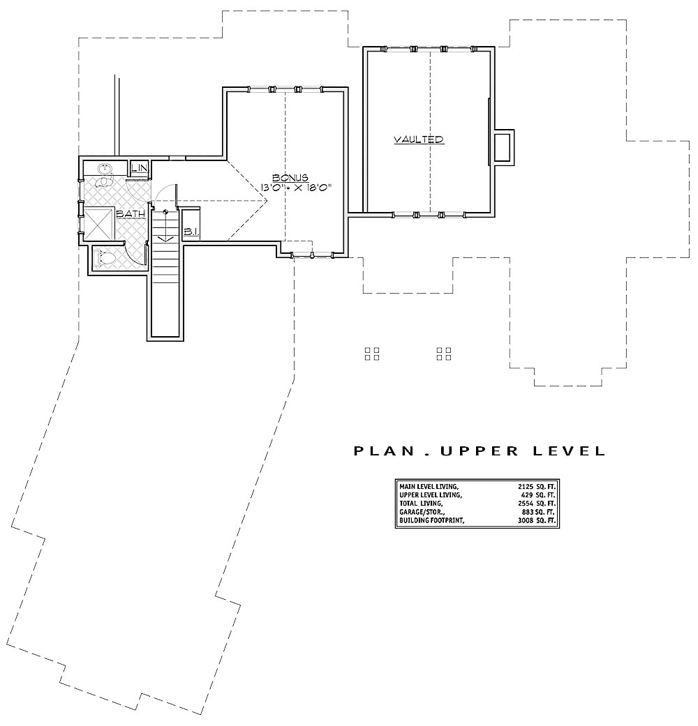 Floor Plan Upper Level of Farmhouse Plan #202-1018