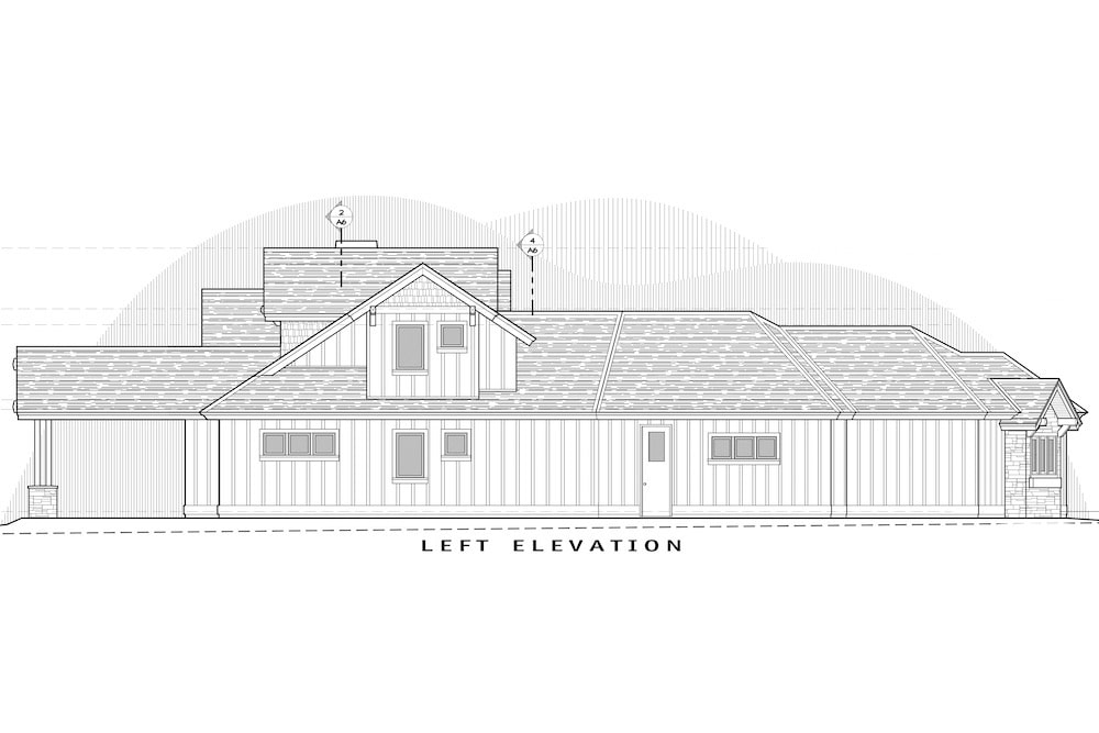 Home Plan Left Elevation of this 3-Bedroom,2554 Sq Ft Plan -202-1018