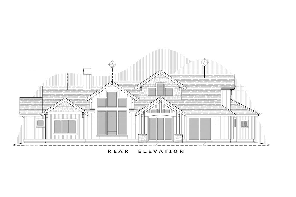 Home Plan Rear Elevation of this 3-Bedroom,2554 Sq Ft Plan -202-1018