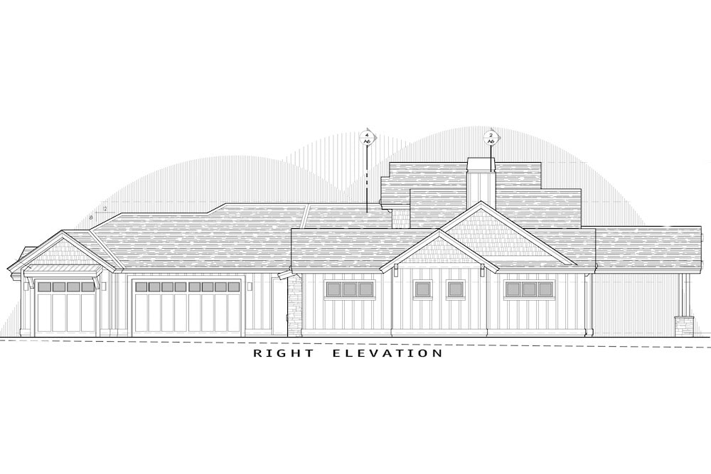 Home Plan Right Elevation of this 3-Bedroom,2554 Sq Ft Plan -202-1018