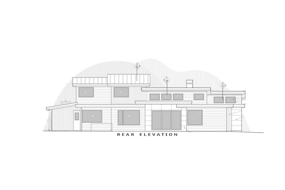 Home Plan Rear Elevation of this 5-Bedroom,3217 Sq Ft Plan -202-1021