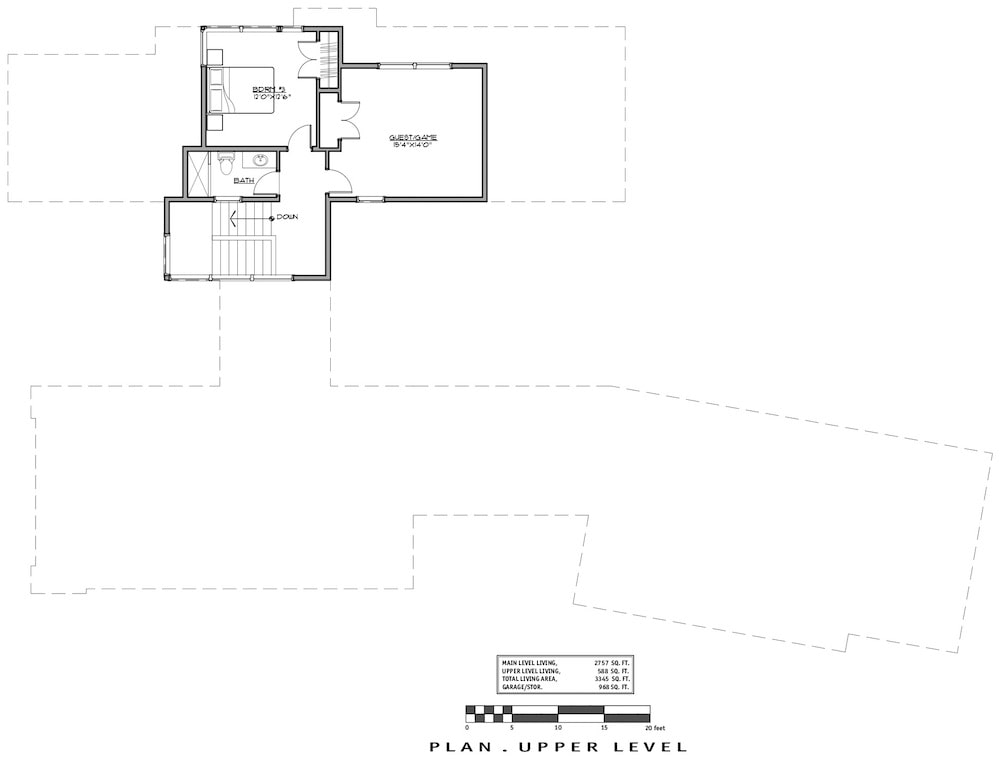 Floor Plan Upper Level of Contemporary Plan #202-1024