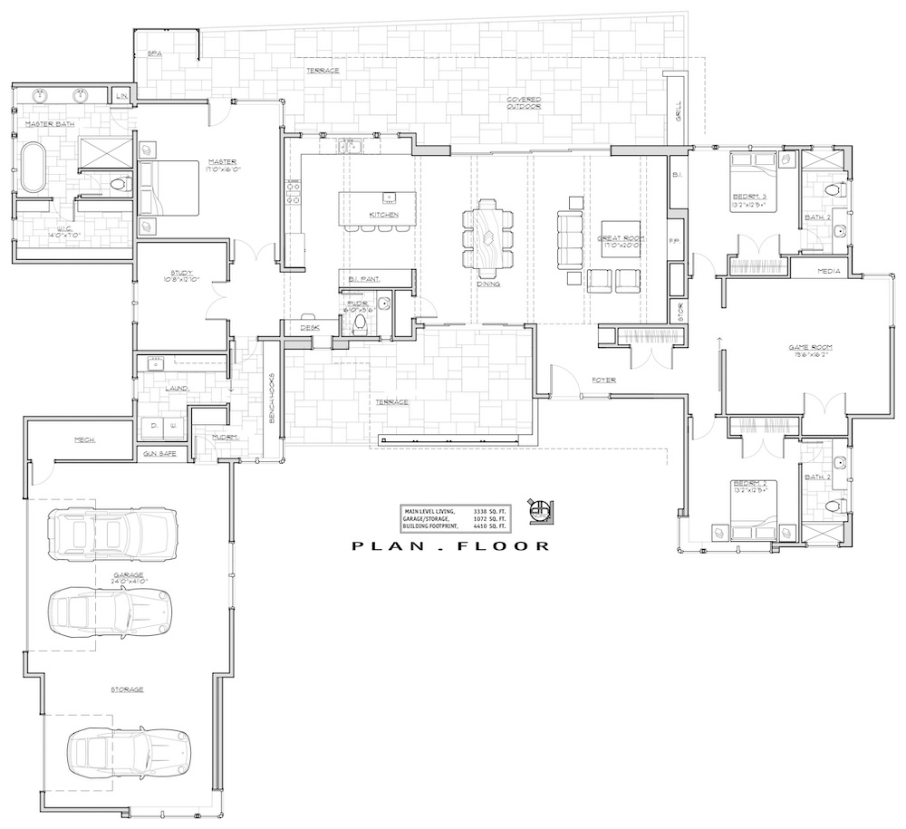 Floor Plan Main Level of Contemporary Plan #202-1025