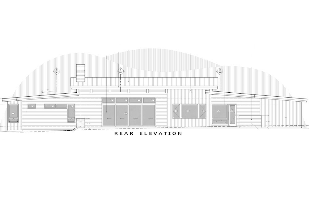Home Plan Rear Elevation of this 3-Bedroom,3338 Sq Ft Plan -202-1025