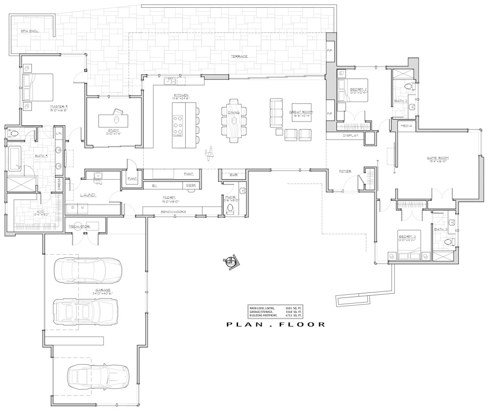 Floor Plan Main Level of Contemporary Plan #202-1027