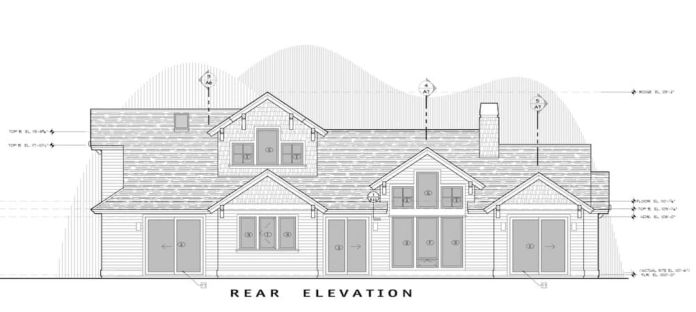 Home Plan Rear Elevation of this 3-Bedroom,2683 Sq Ft Plan -202-1028