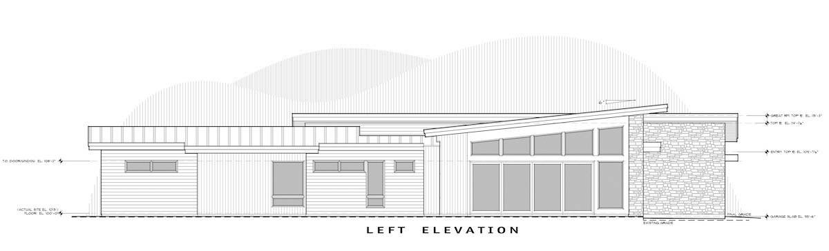 Home Plan Left Elevation of this 3-Bedroom,3338 Sq Ft Plan -202-1029