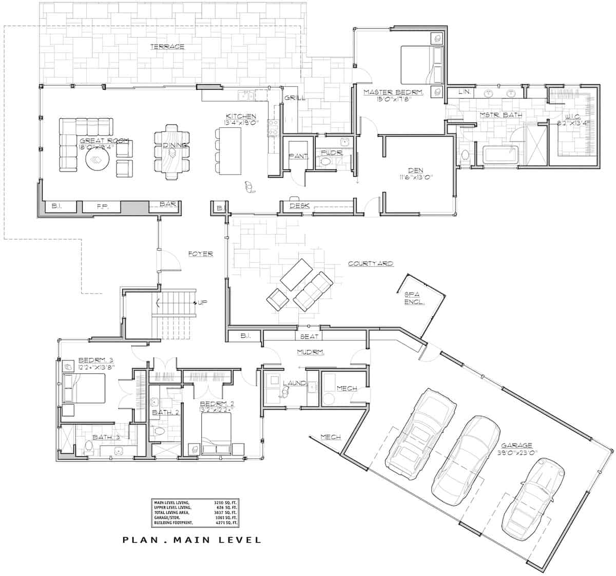 Floor Plan Main Level of Modern Plan #202-1031
