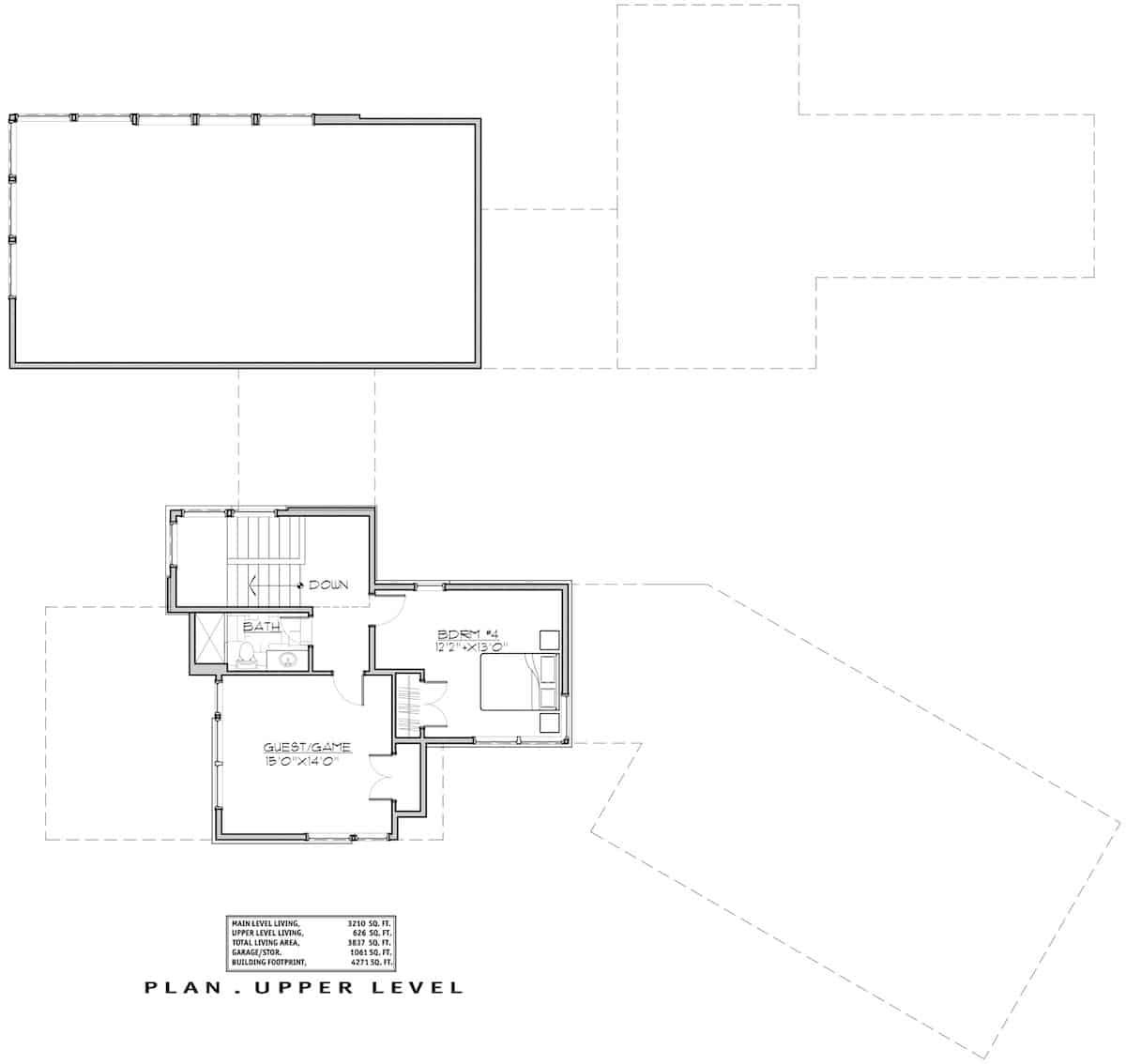 Floor Plan Upper Level of Modern Plan #202-1031