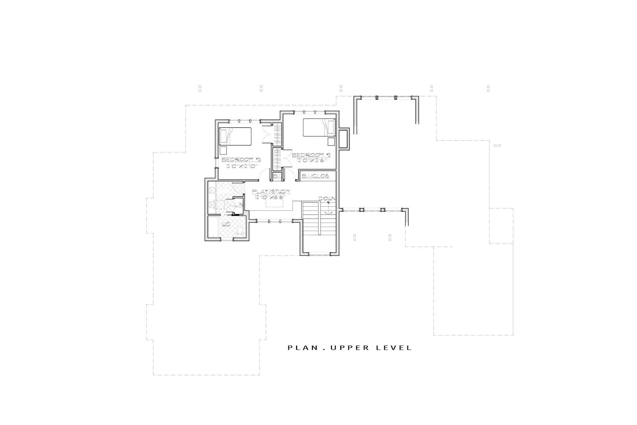 Upper Level of Rustic Plan #202-1035