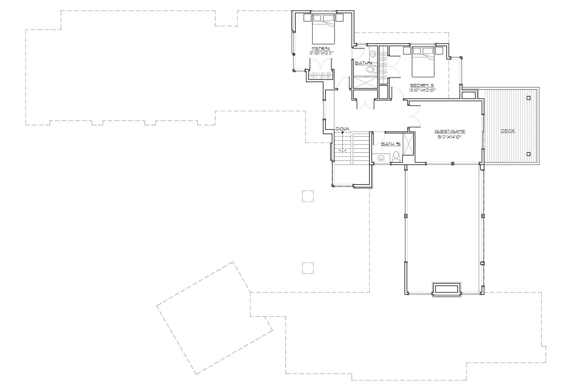 Upper Level of Contemporary Plan #202-1036