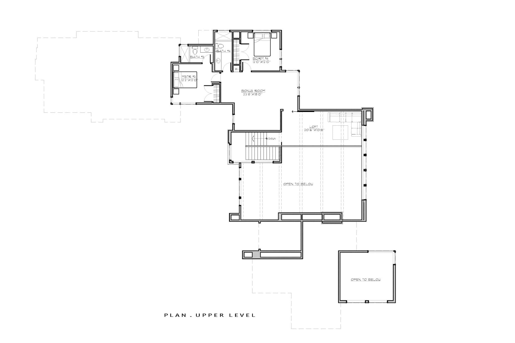 Upper Level of Contemporary Plan #202-1037