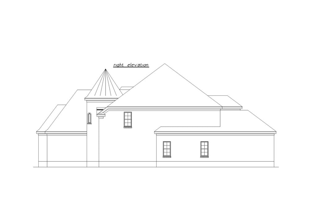 Home Plan Right Elevation of this 5-Bedroom,5009 Sq Ft Plan -203-1002