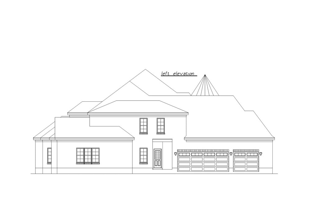 Home Plan Left Elevation of this 5-Bedroom,5009 Sq Ft Plan -203-1002