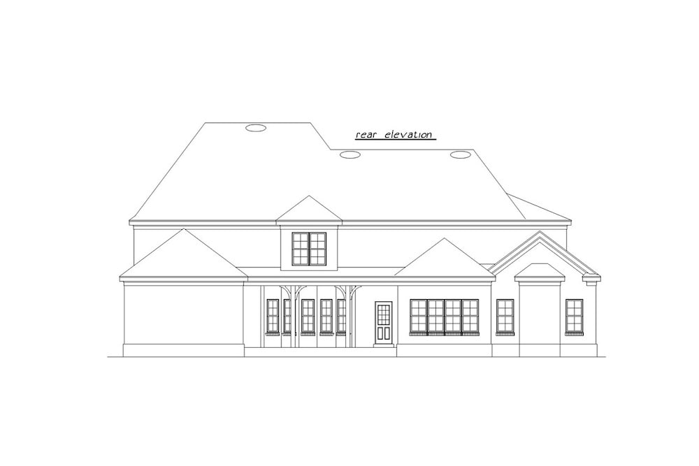Home Plan Rear Elevation of this 5-Bedroom,5009 Sq Ft Plan -203-1002