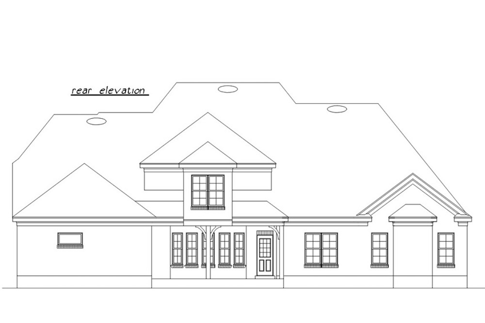 Home Plan Rear Elevation of this 5-Bedroom,4654 Sq Ft Plan -203-1003