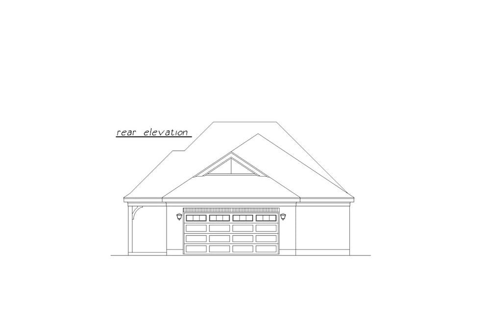 Home Plan Rear Elevation of this 3-Bedroom,1448 Sq Ft Plan -203-1004