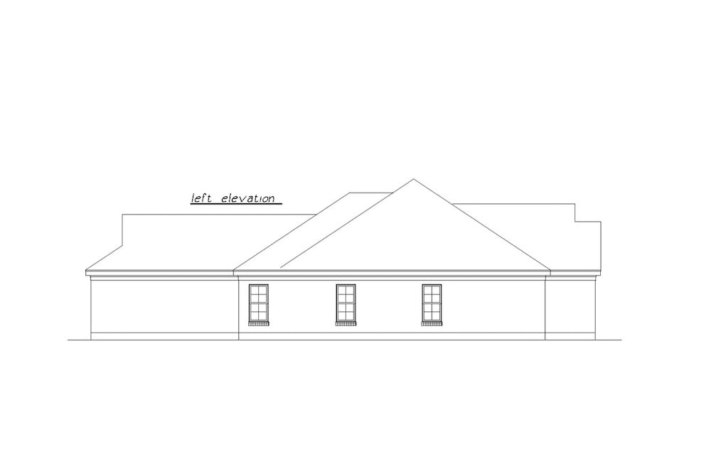 Home Plan Left Elevation of this 3-Bedroom,1448 Sq Ft Plan -203-1004