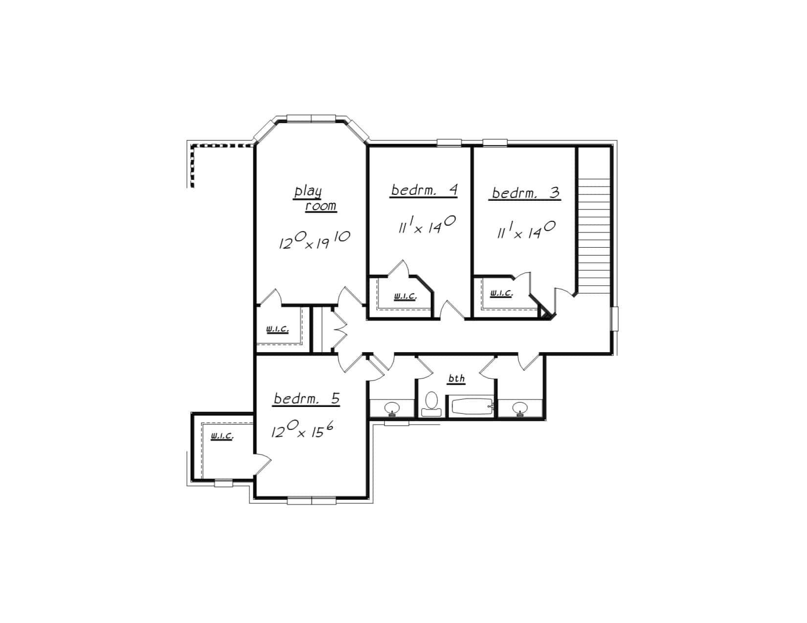 Floor Plan Upper Level of European Plan #203-1005