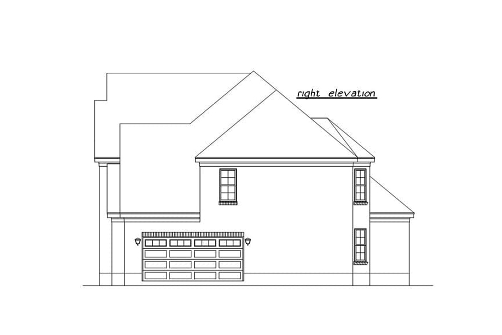 Home Plan Right Elevation of this 5-Bedroom,3311 Sq Ft Plan -203-1005