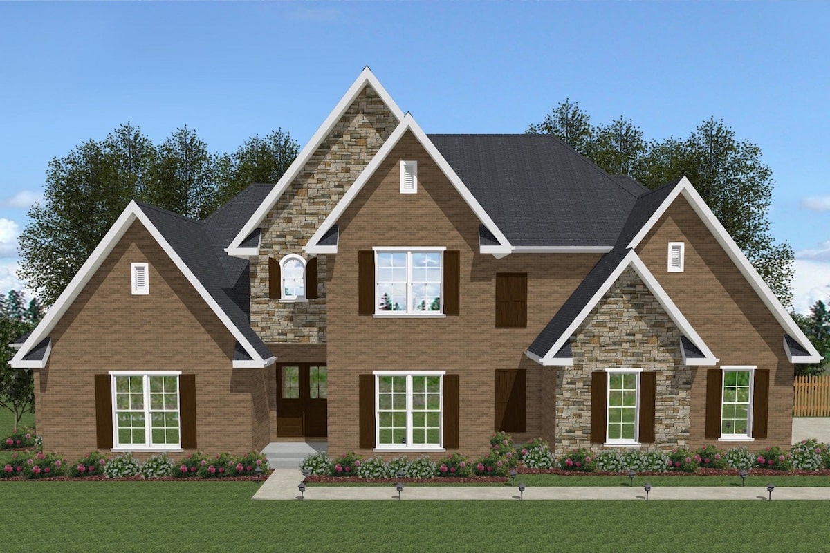 Front elevation of European home (ThePlanCollection: House Plan #203-1005)