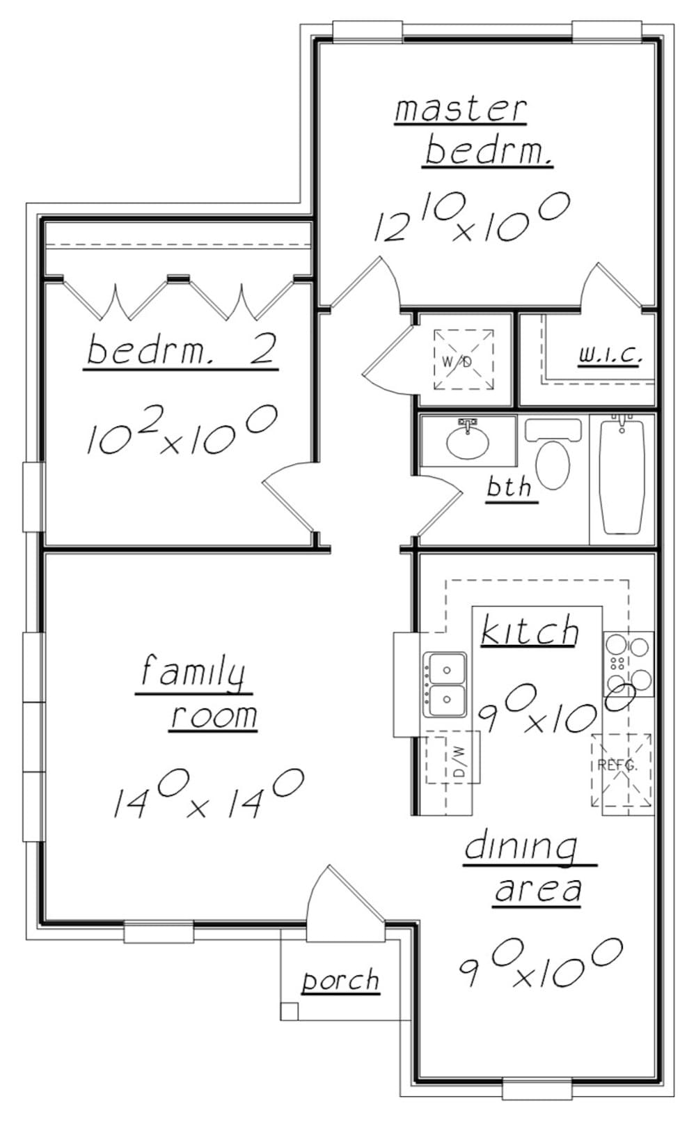 Floor Plan Main Level of European Plan #203-1006