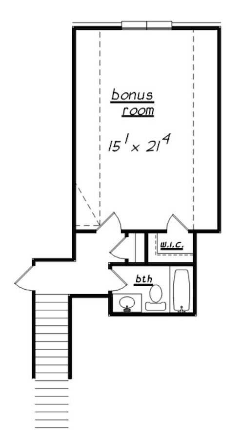 Floor Plan Upper Level of European Plan #203-1007
