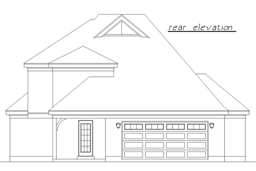 Home Plan Rear Elevation of this 3-Bedroom,1341 Sq Ft Plan -203-1008