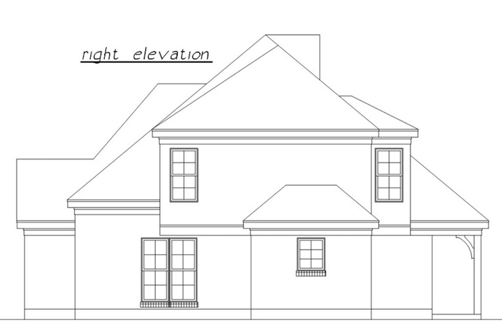 Home Plan Right Elevation of this 3-Bedroom,1341 Sq Ft Plan -203-1008