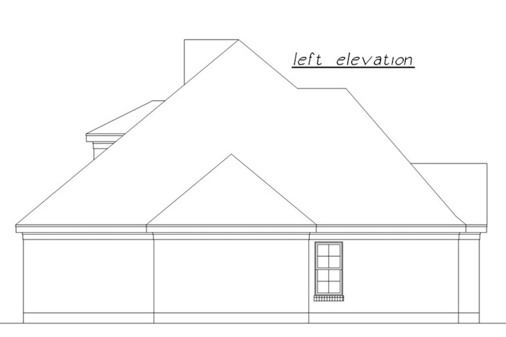 Home Plan Left Elevation of this 3-Bedroom,1341 Sq Ft Plan -203-1008