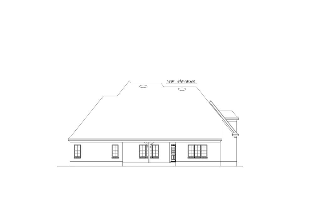 Home Plan Rear Elevation of this 3-Bedroom,1341 Sq Ft Plan -203-1009