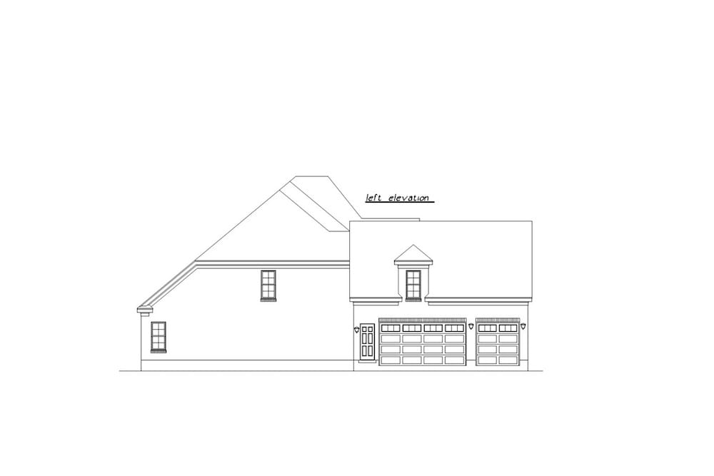 Home Plan Left Elevation of this 3-Bedroom,1341 Sq Ft Plan -203-1009
