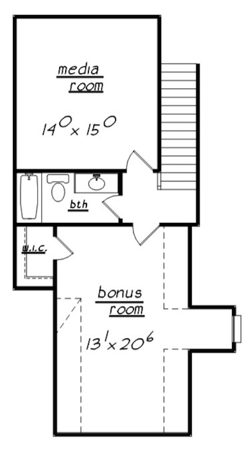 Floor Plan Upper Level of European Plan #203-1012