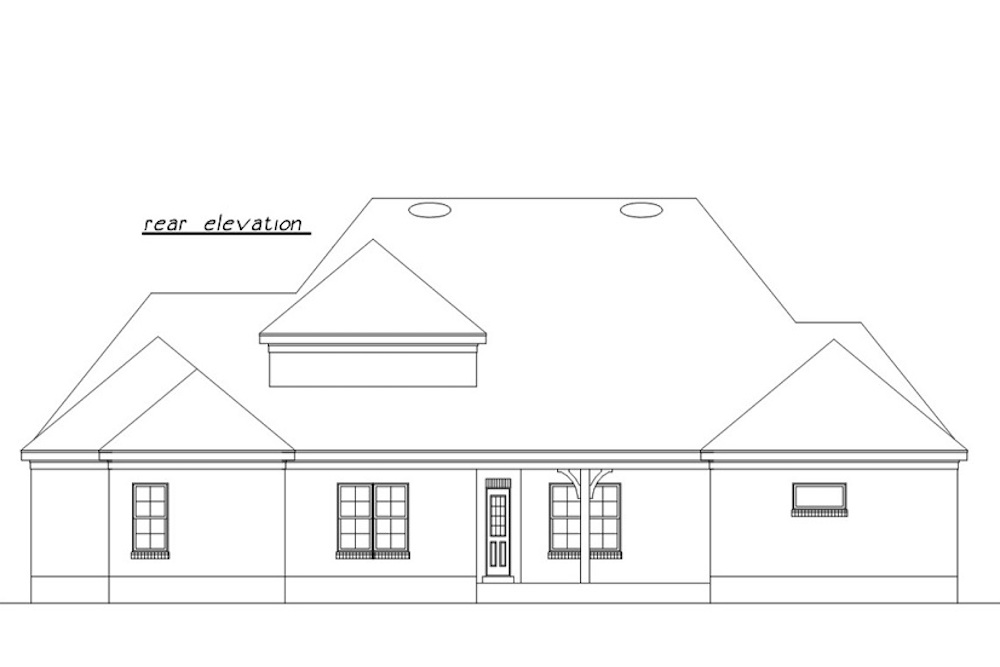 Home Plan Rear Elevation of this 4-Bedroom,3069 Sq Ft Plan -203-1012