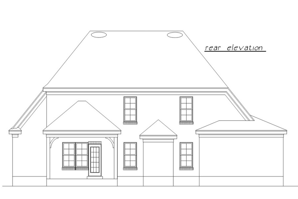 Home Plan Rear Elevation of this 4-Bedroom,2517 Sq Ft Plan -203-1013