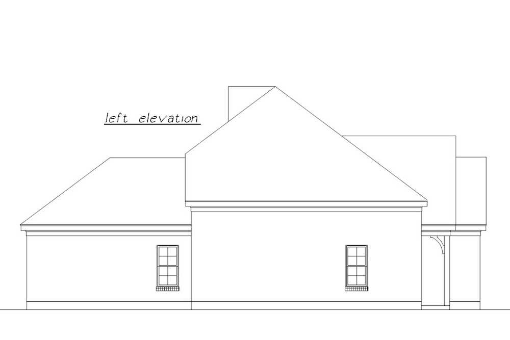 Home Plan Left Elevation of this 3-Bedroom,1411 Sq Ft Plan -203-1017