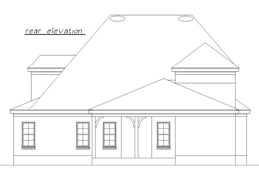 Home Plan Rear Elevation of this 4-Bedroom,2608 Sq Ft Plan -203-1018