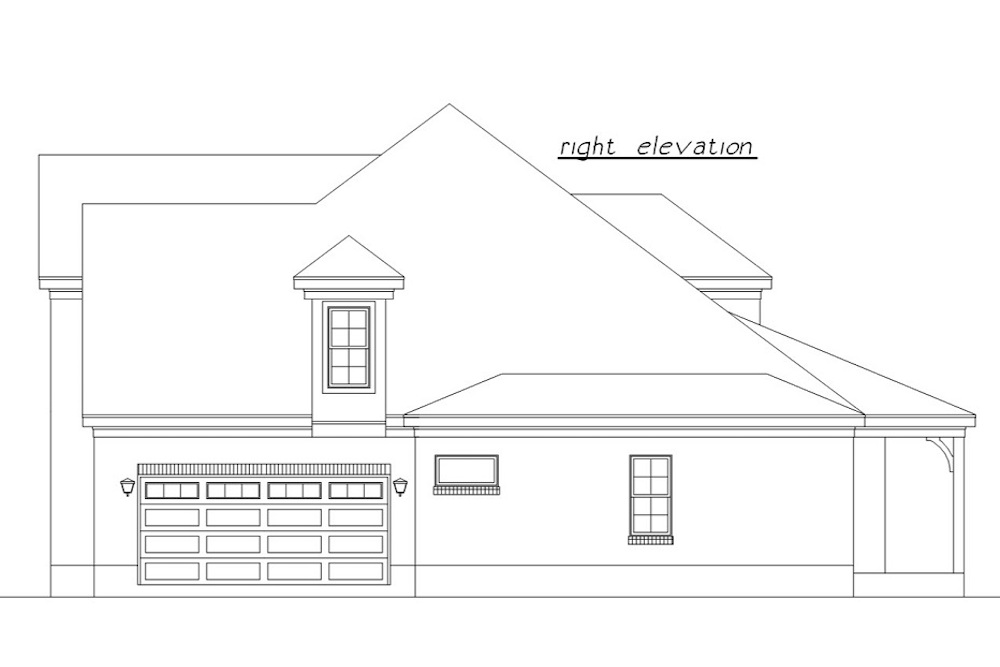Home Plan Right Elevation of this 4-Bedroom,2608 Sq Ft Plan -203-1018