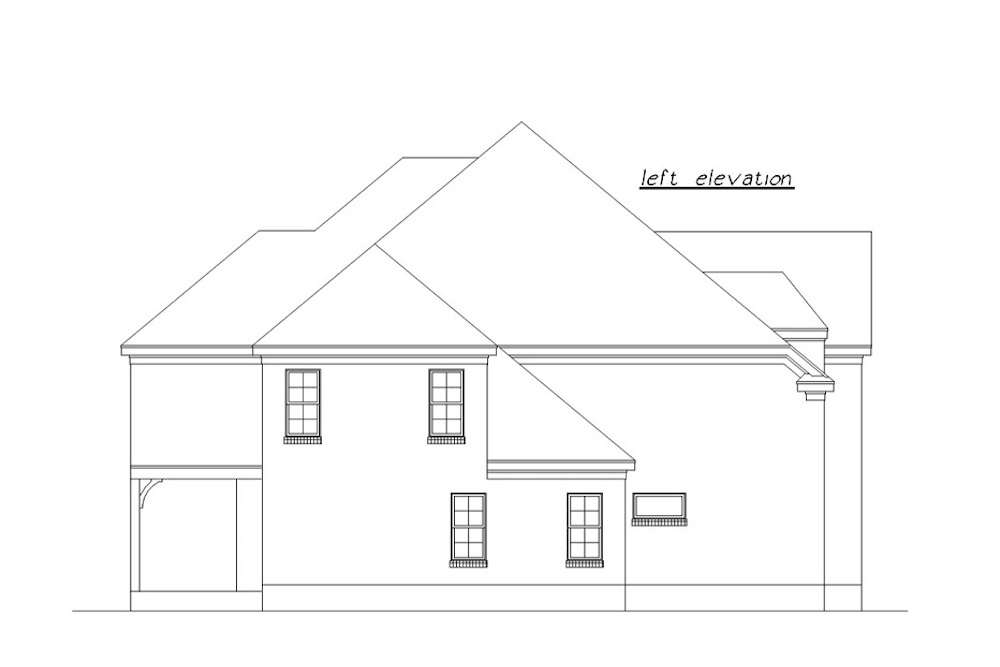 Home Plan Left Elevation of this 5-Bedroom,3876 Sq Ft Plan -203-1019