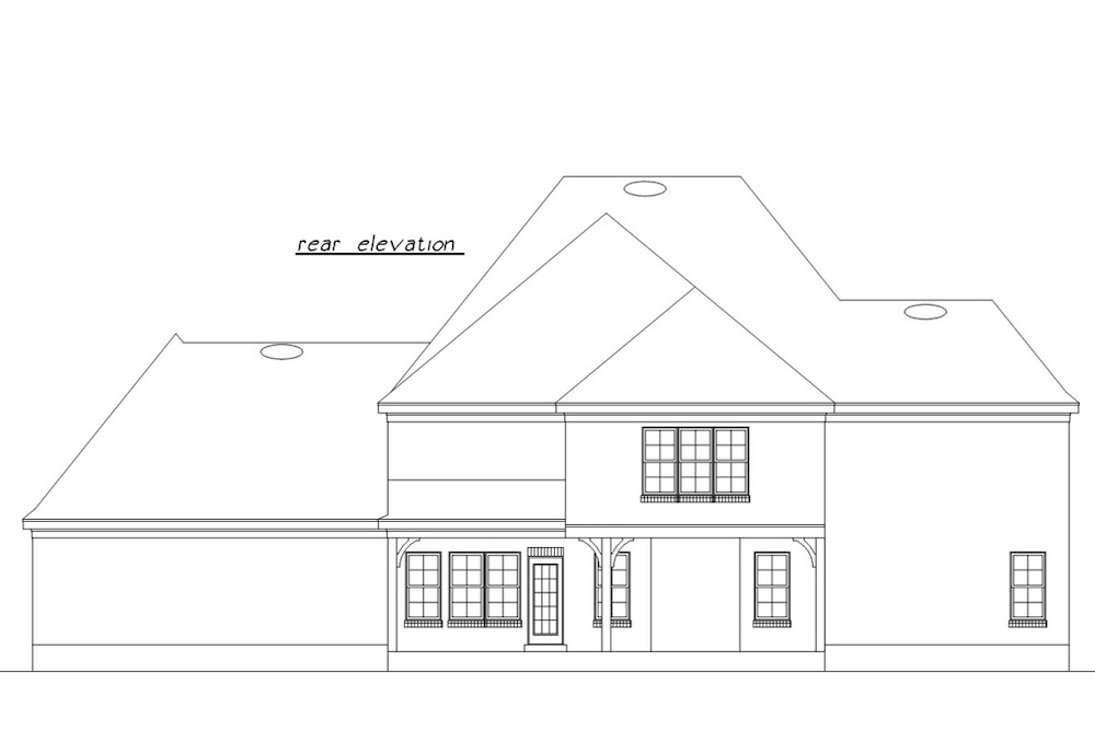 Home Plan Rear Elevation of this 5-Bedroom,3876 Sq Ft Plan -203-1019