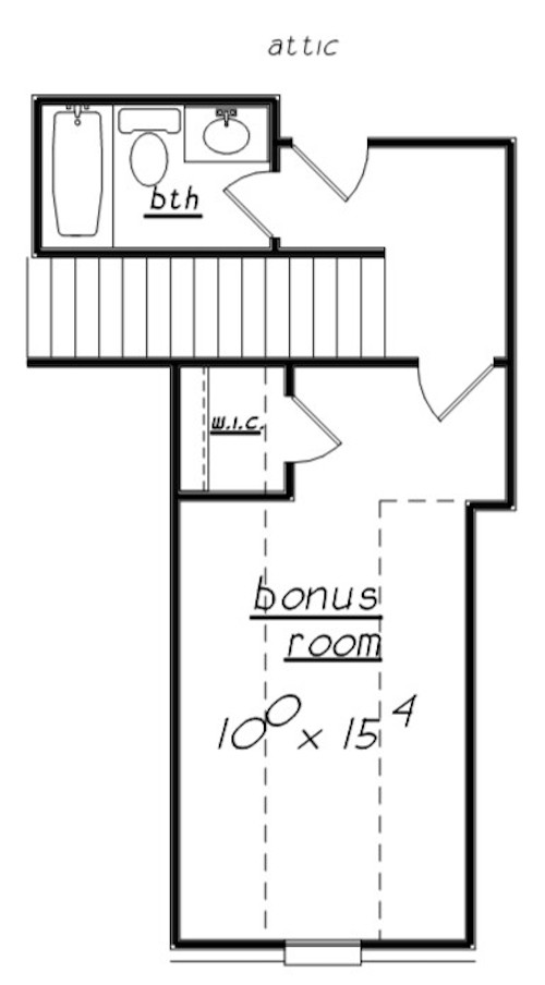 Floor Plan Bonus Room of Texas Style Plan #203-1023
