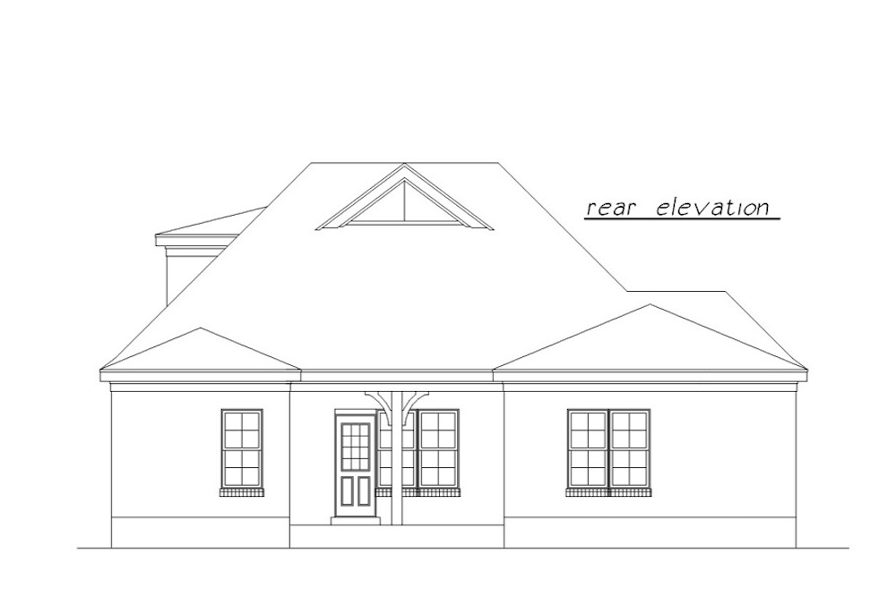 Home Plan Rear Elevation of this 3-Bedroom,1639 Sq Ft Plan -203-1023