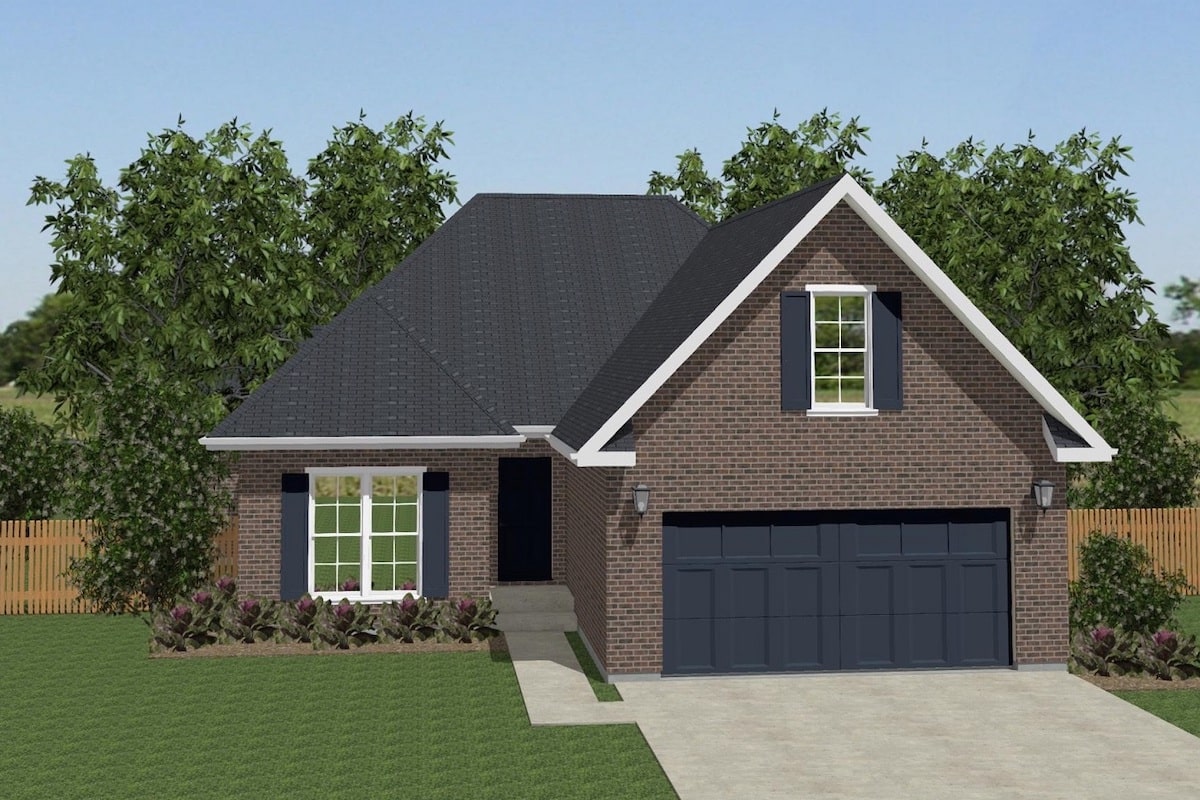 Front elevation of Texas Style home (ThePlanCollection: House Plan #203-1023)