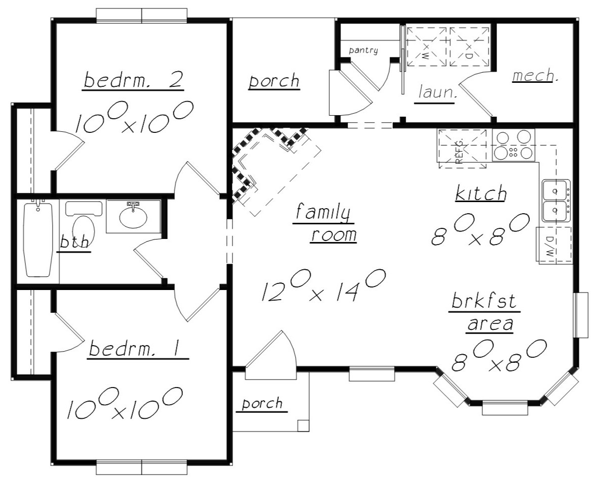 Floor Plan Main Level of Vacation Homes Plan #203-1024